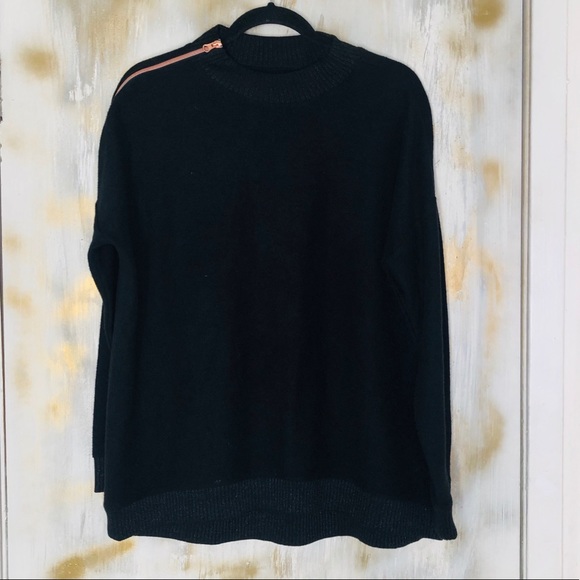 Women’s sweater black Xersion soft side shoulder drop zip style Trim sweater - Picture 3 of 6